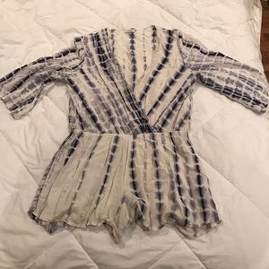 Blue and white romper